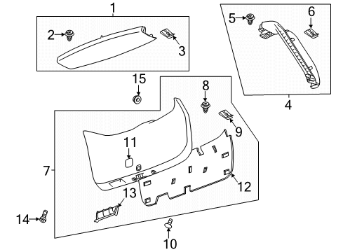 2023 GMC Terrain Lower Gate Trim Cover, Rear Diagram for 84336822
