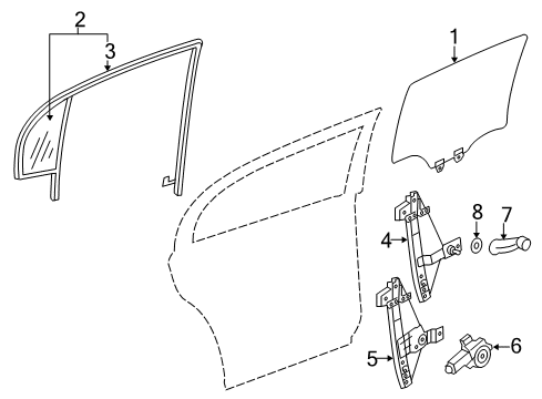 2005 Chevy Cobalt Rear Door - Glass & Hardware Diagram