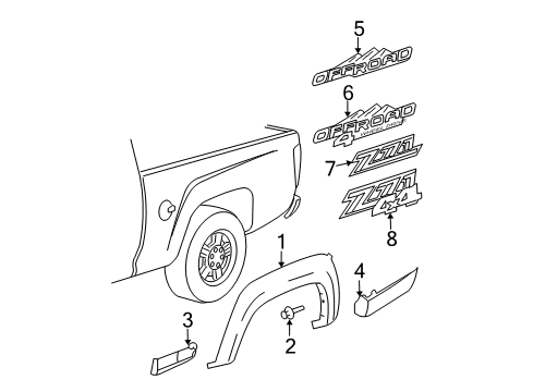2012 GMC Canyon Exterior Trim - Pick Up Box Diagram