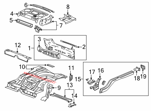 2007 Pontiac Grand Prix Rear Body Panel, Floor & Rails Diagram