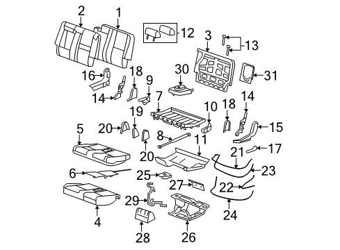 2012 Cadillac Escalade ESV Rear Seat Components Diagram