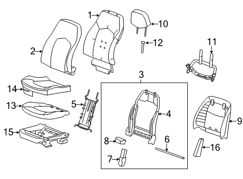 2014 Cadillac CTS Driver Seat Components Diagram 6 - Thumbnail