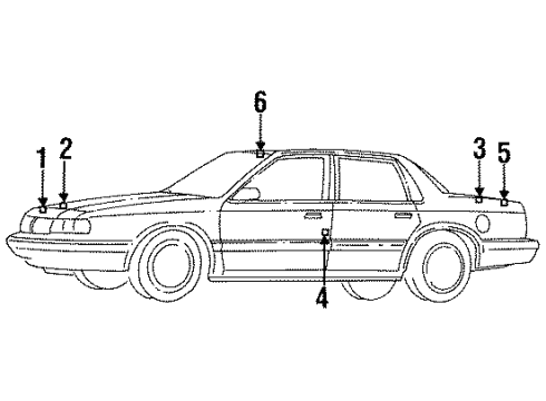 1996 Oldsmobile Cutlass Ciera Air Bag Label Diagram for 10188098
