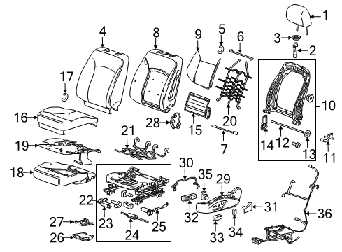 2017 Buick Regal Driver Seat Components Diagram