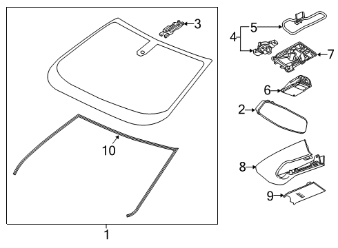 2024 Cadillac XT6 Glass, Reveal Moldings Diagram
