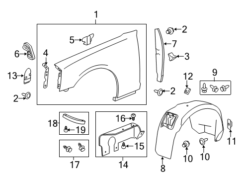 2014 Chevy Camaro Fender & Components Diagram