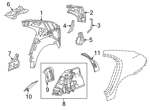 2015 Chevy Malibu Inner Structure - Quarter Panel Diagram