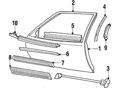 1994 Oldsmobile Cutlass Supreme Front Door & Components, Exterior Trim Diagram