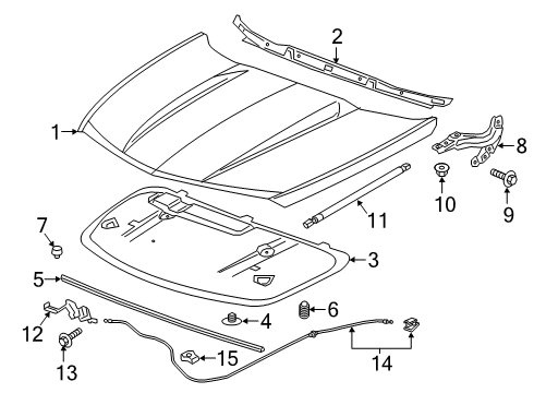 2022 Cadillac XT4 Hood & Components Diagram