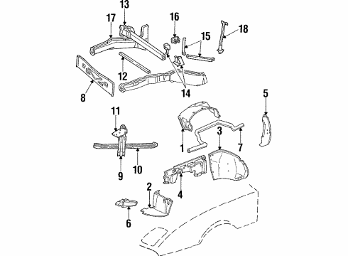 1993 Chevy Corvette Front Crossmember Diagram for 10098200