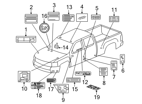 2016 Chevy Silverado 2500 HD Information Labels Diagram