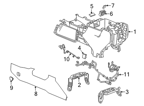2021 Chevy Silverado 2500 HD Center Console Diagram