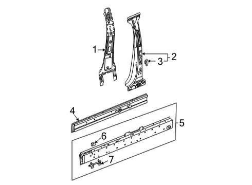 2022 Cadillac CT5 Center Pillar & Rocker Diagram