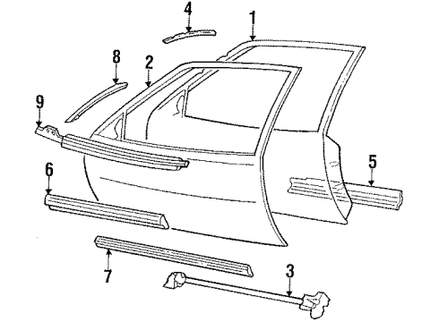 1994 Pontiac Grand Prix Front Door & Components, Exterior Trim Diagram
