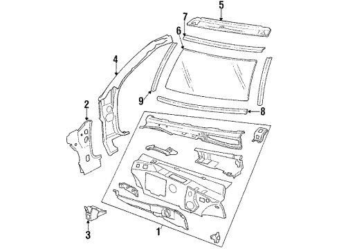 1988 Oldsmobile 98 Windshield & Components, Cowl Diagram