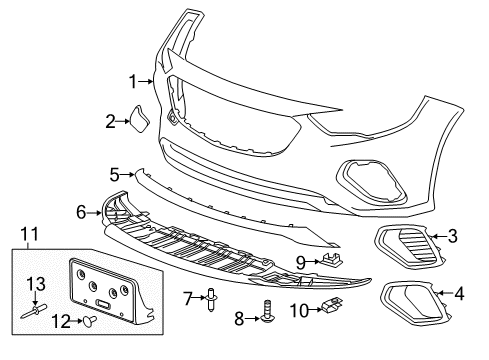 2020 Buick Regal Sportback Front Bumper Diagram 1 - Thumbnail