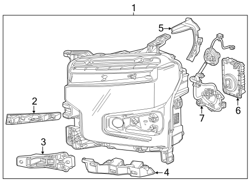 2023 Chevy Silverado 1500 Headlamp Components Diagram 1 - Thumbnail