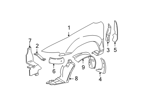 2002 Chevy Malibu Fender & Components Diagram