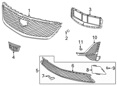 2020 Cadillac CT5 Grille & Components Diagram 3 - Thumbnail
