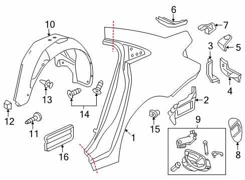 2012 Chevy Cruze Quarter Panel & Components Diagram