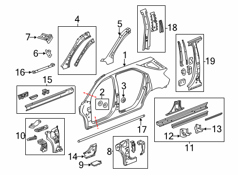 2017 Chevy Equinox Center Pillar, Hinge Pillar, Rocker, Uniside Diagram