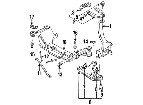 2001 Pontiac Firebird Front Suspension Components, Lower Control Arm, Upper Control Arm, Stabilizer Bar Diagram