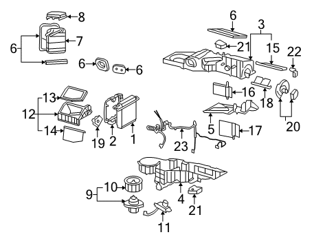 2005 Cadillac Escalade A/C & Heater Control Units Diagram