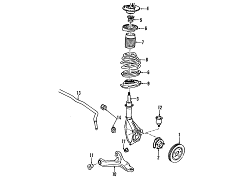 1988 Oldsmobile Cutlass Supreme Front Hub & Bearing Diagram for 7466983