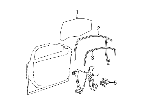 2008 Saturn Aura Front Door - Glass & Hardware Diagram