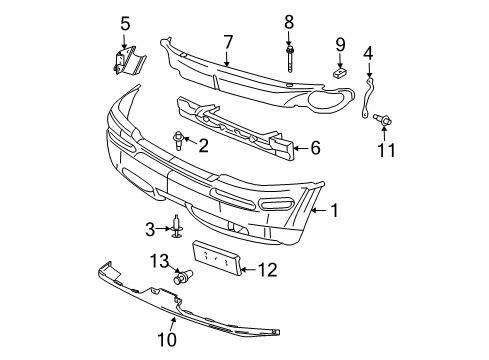 2004 Oldsmobile Bravada Front Bumper Diagram