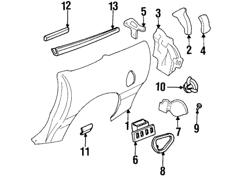 2001 Pontiac Firebird Quarter Panel, Exterior Trim Diagram