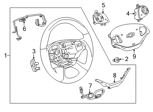 2018 Chevy Impala Steering Wheel, Black Diagram for 84346035