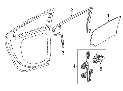 2012 Chevy Volt Rear Door - Glass & Hardware Diagram