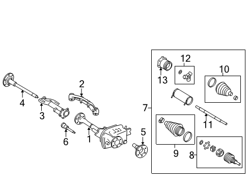 2013 Chevy Silverado 1500 Carrier & Front Axles Diagram