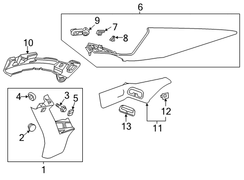 2019 Cadillac XTS Interior Trim - Quarter Panels Diagram
