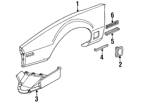 1991 Pontiac Firebird Fender & Components Diagram