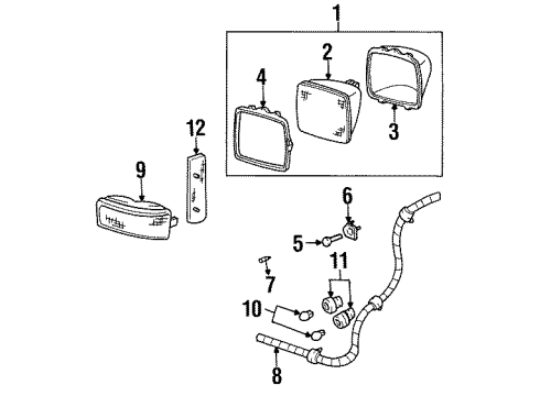 1991 GMC C3500 Headlamps Diagram