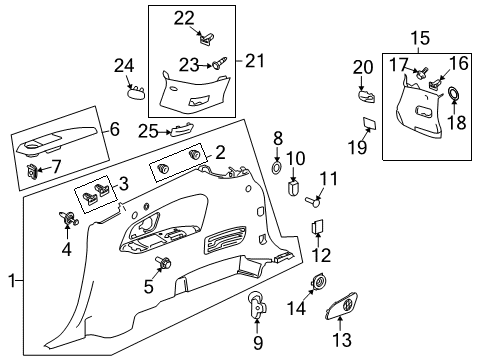 2017 Chevy Traverse Interior Trim - Quarter Panels Diagram