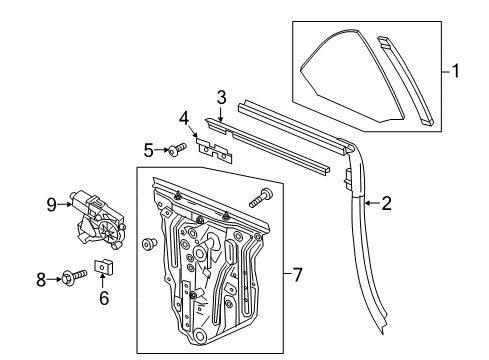 2022 Chevy Camaro Front Door Glass & Hardware Diagram