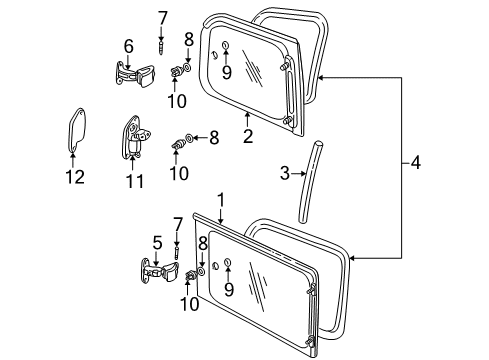 1997 Pontiac Trans Sport Glass, Driver Side Diagram for 12457557
