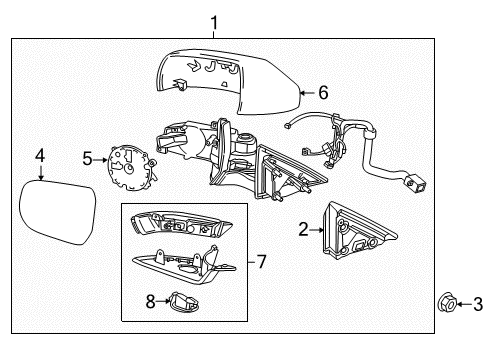2016 Cadillac ATS Outside Mirrors Diagram