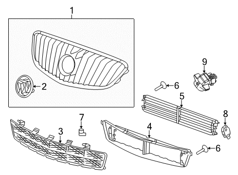2012 Buick LaCrosse Grille & Components Diagram