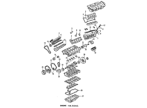2011 Cadillac DTS Engine Parts, Mounts, Cylinder Head & Valves, Camshaft & Timing, Oil Pan, Oil Pump, Crankshaft & Bearings, Pistons, Rings & Bearings Diagram