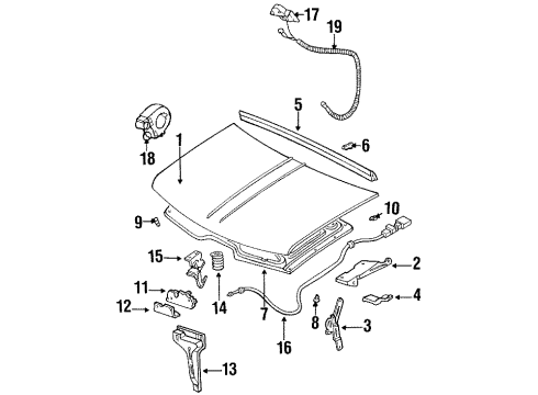 1990 GMC C3500 Hood & Components Diagram