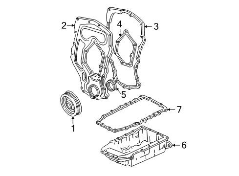 1998 Chevy Malibu Engine Parts, Mounts, Cylinder Head & Valves, Camshaft & Timing, Oil Pan, Oil Pump, Balance Shafts, Crankshaft & Bearings, Pistons, Rings & Bearings Diagram