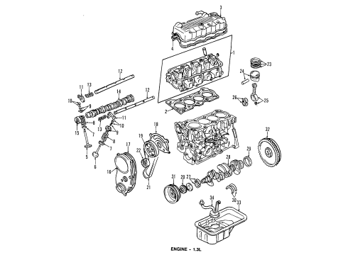 1998 Chevy Metro Piston Rings Diagram for 91173873
