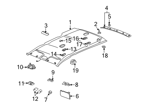 2002 Saturn Vue Interior Trim - Roof Diagram
