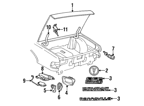 1990 Pontiac Bonneville Nameplate, Rear Diagram for 20734955