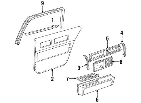 1989 Cadillac DeVille Belt Weatherstrip, Driver Side Diagram for 20730789