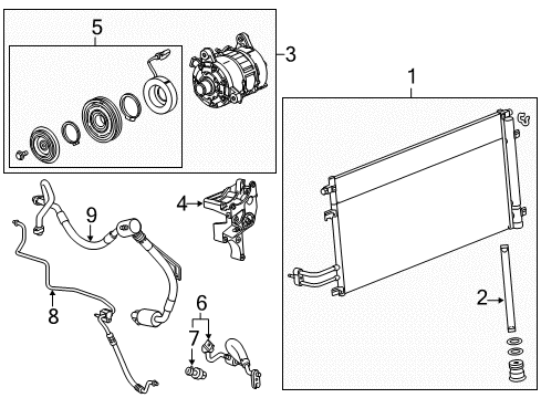 2017 GMC Yukon A/C Condenser, Compressor & Lines Diagram